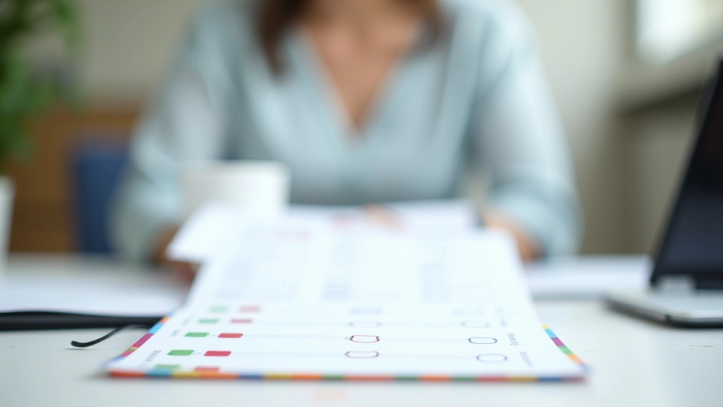 Calendrier de bureau avec blocs de temps colorés et heures de concentration bloquées, agenda planifié