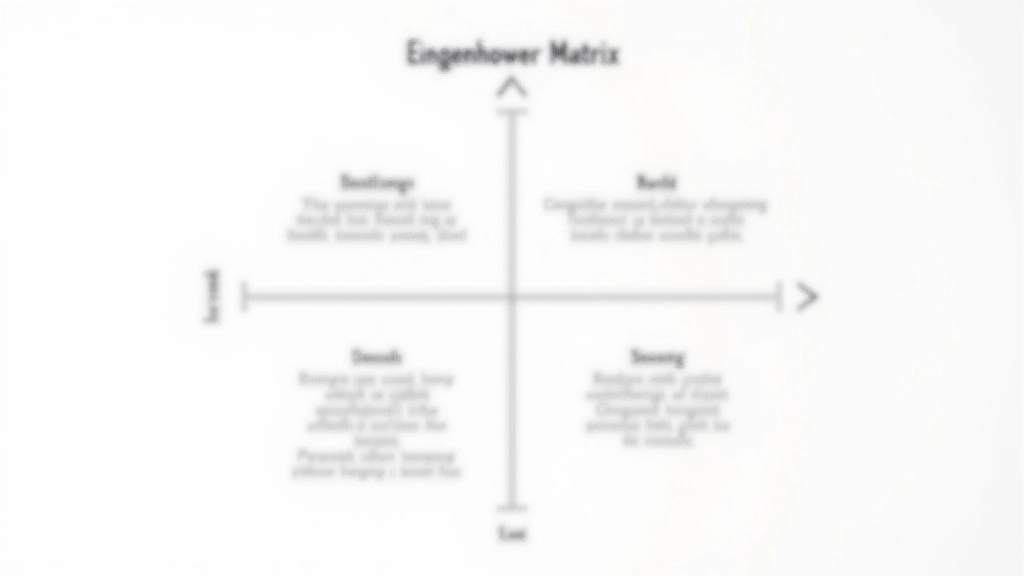 Diagramme de la matrice Eisenhower avec quatre quadrants : important urgent, important non urgent, non important urgent, non important non urgent
